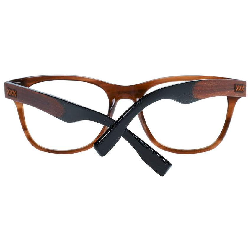 Ermenegildo Zegna braune Herren Kunststoffbrille mit trapezförmigem Vollrandrahmen und Federscharnier