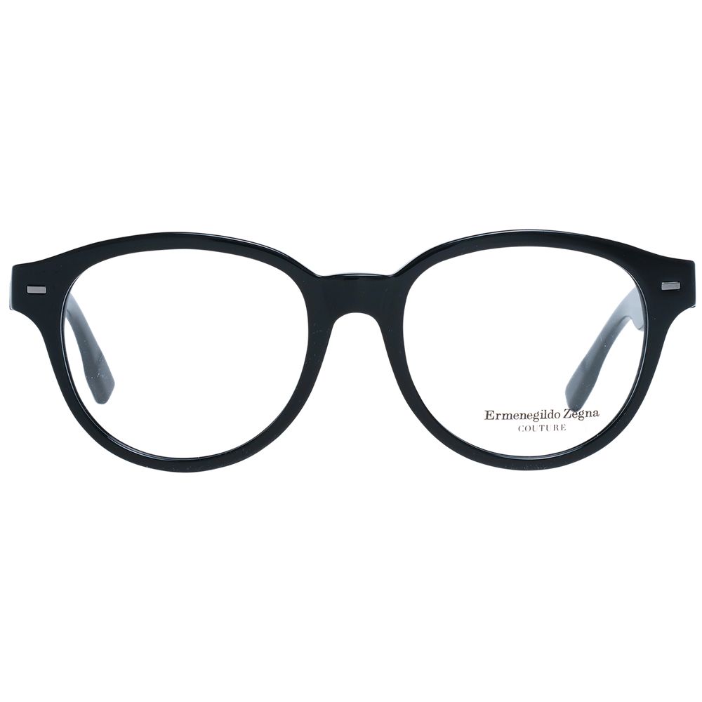 Ermenegildo Zegna Herrenbrille schwarzer Kunststoff Vollrand rund mit Federscharnier und Marken-Etui