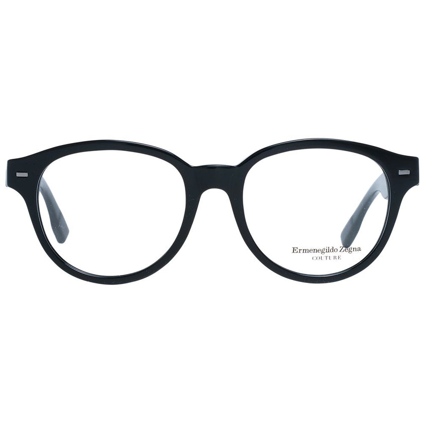 Ermenegildo Zegna Herrenbrille schwarzer Kunststoff Vollrand rund mit Federscharnier und Marken-Etui