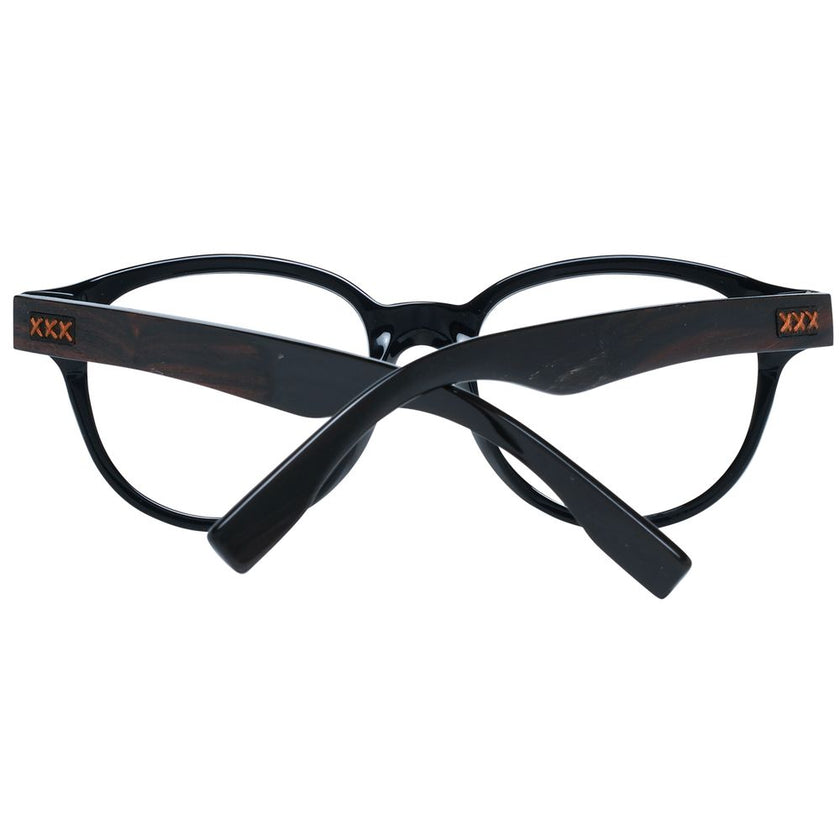 Ermenegildo Zegna Herrenbrille schwarzer Kunststoff Vollrand rund 51-42-18 Federscharnier Marken-Etui