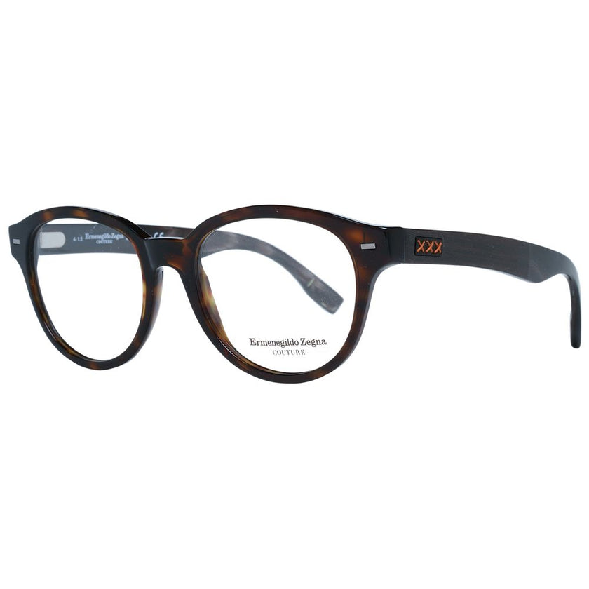 Ermenegildo Zegna Herren Kunststoffbrille braun rund Vollrand mit Federscharnier und Marken-Etui