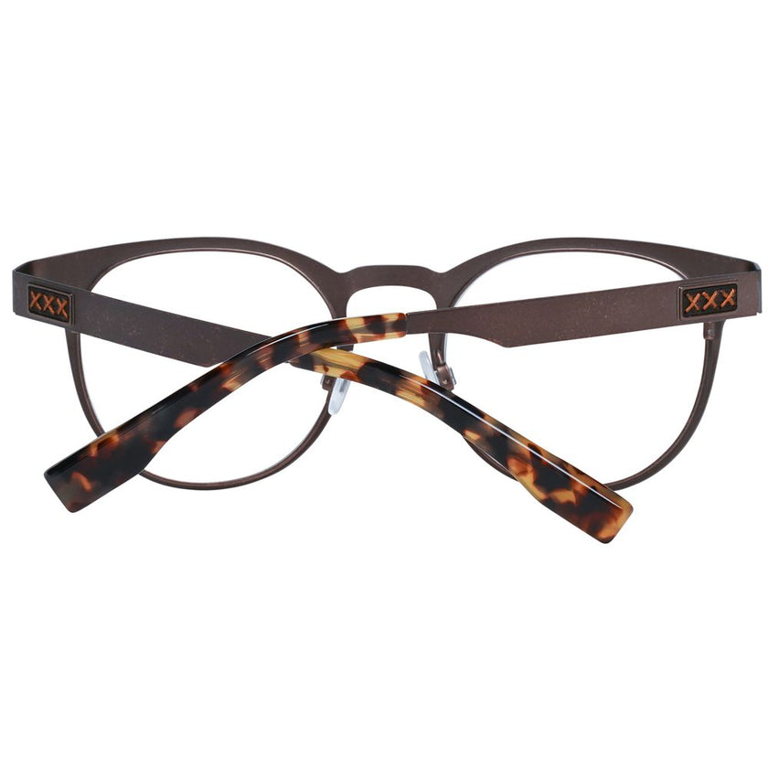 Ermenegildo Zegna Herren Brille Bronze Titan Vollrand rund Kunststoff Gläser Demobrille