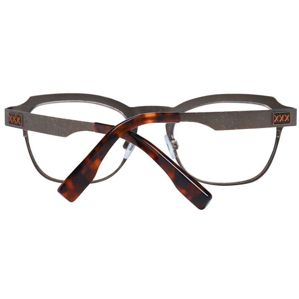 Ermenegildo Zegna Herren Brille Bronze Titan Vollrand trapezförmig transparent 49x37 mm mit Marken-Etui