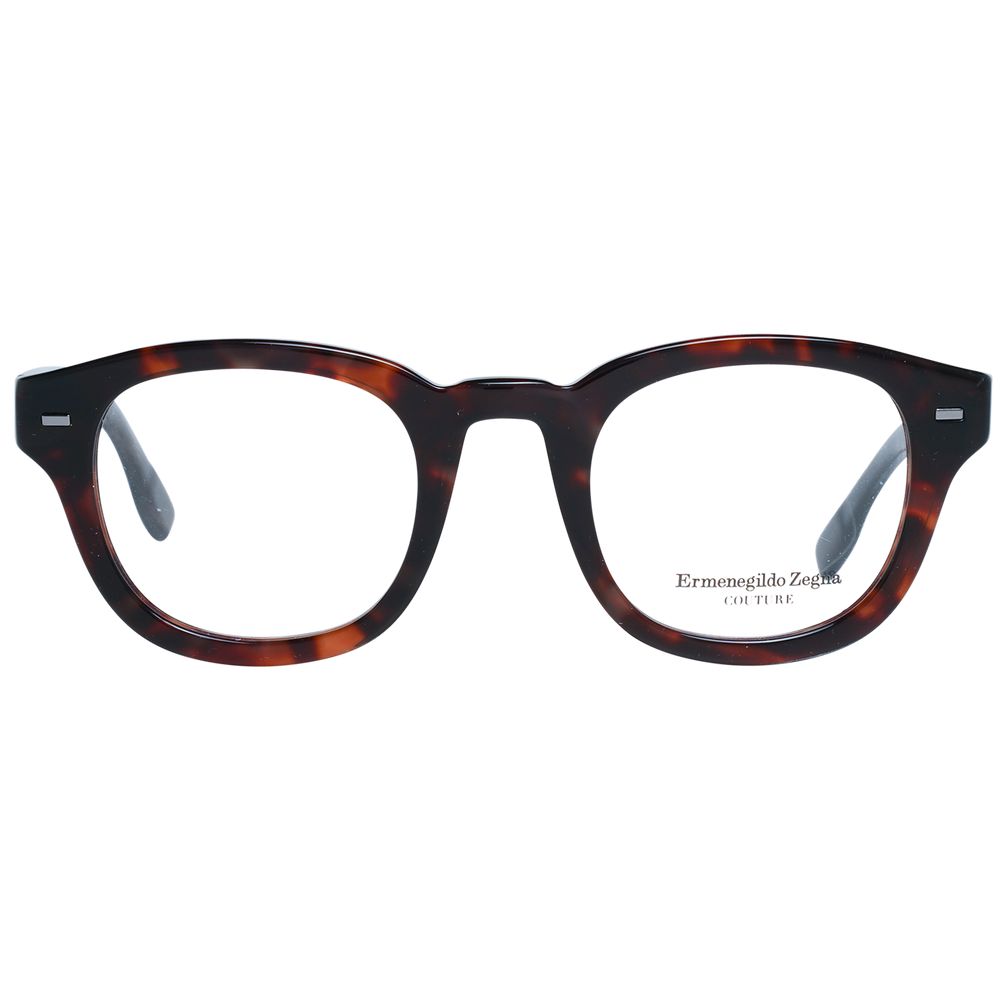 Ermenegildo Zegna Herren Brille braune runde Vollrand Kunststofffassung ohne Effekte mit Federscharnier und Marken-Etui