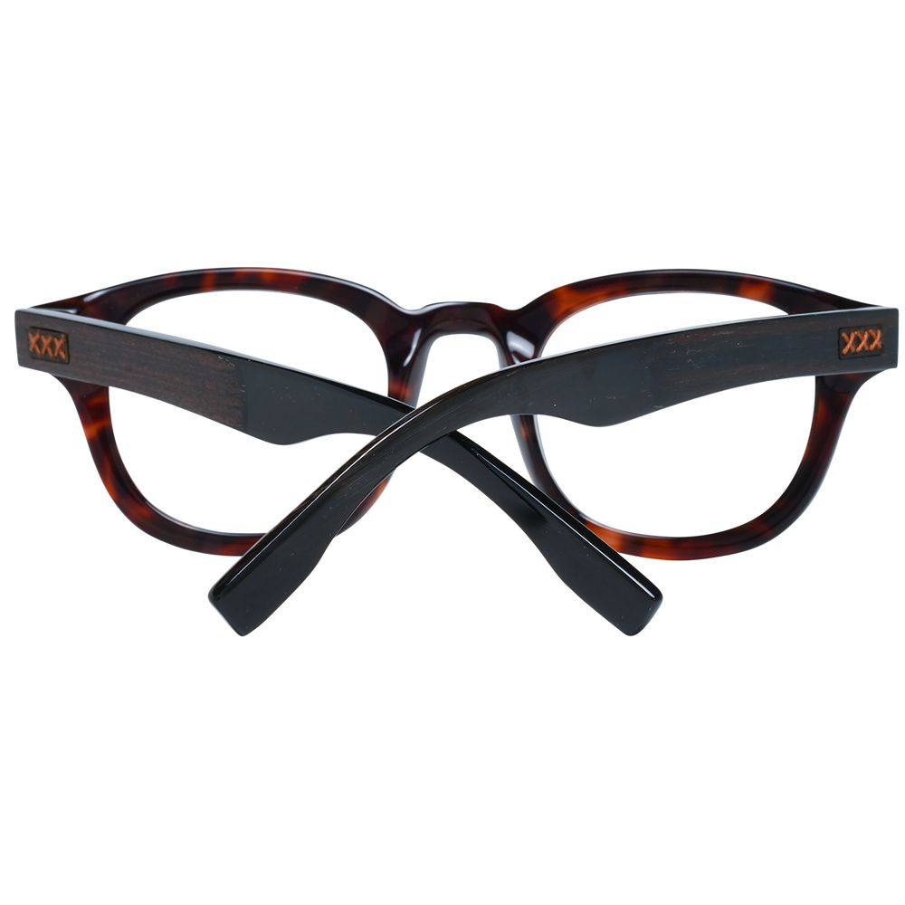 Ermenegildo Zegna Herrenbrille braun runder Kunststoff Vollrandrahmen mit Federscharnier und Marken-Etui