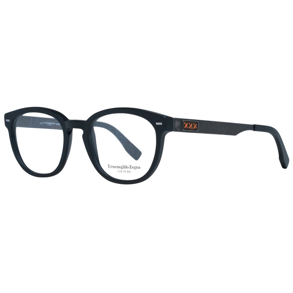 Ermenegildo Zegna Herrenbrille schwarzer Kunststoffvollrandrahmen rund ohne Extras mit Marken-Etui