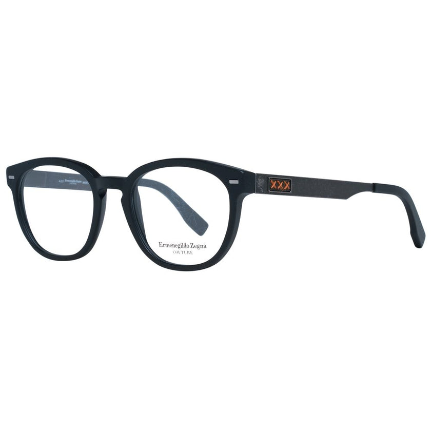 Ermenegildo Zegna Herrenbrille schwarzer Kunststoffvollrandrahmen rund ohne Extras mit Marken-Etui