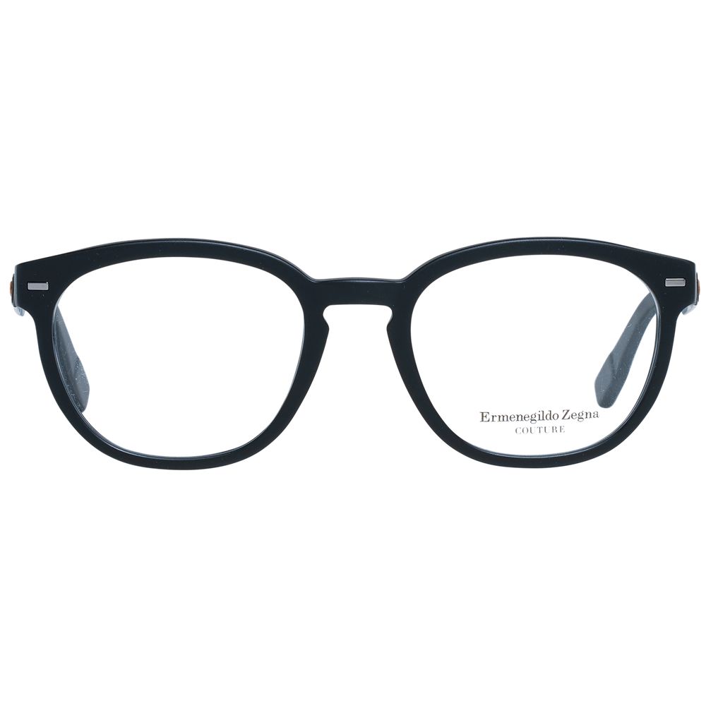 Ermenegildo Zegna Herren schwarze Kunststoffbrille rund ohne Extras mit Marken-Etui
