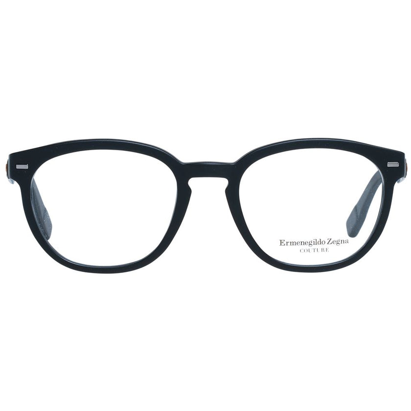 Ermenegildo Zegna Herren schwarze Kunststoffbrille rund ohne Extras mit Marken-Etui
