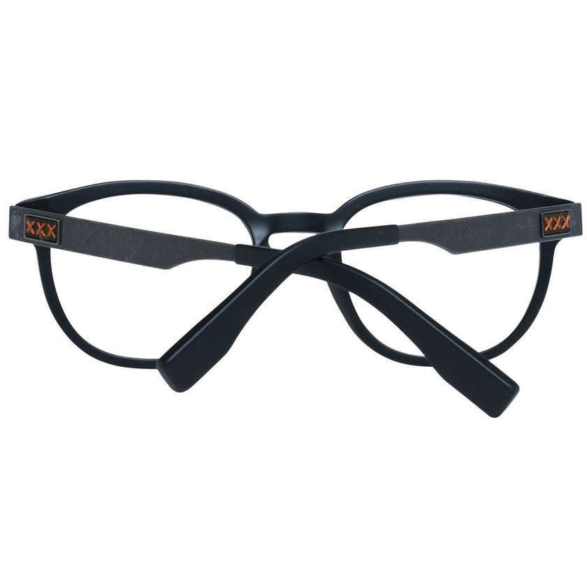 Ermenegildo Zegna Herren schwarze Kunststoffbrille rund Vollrand mit Marken-Etui