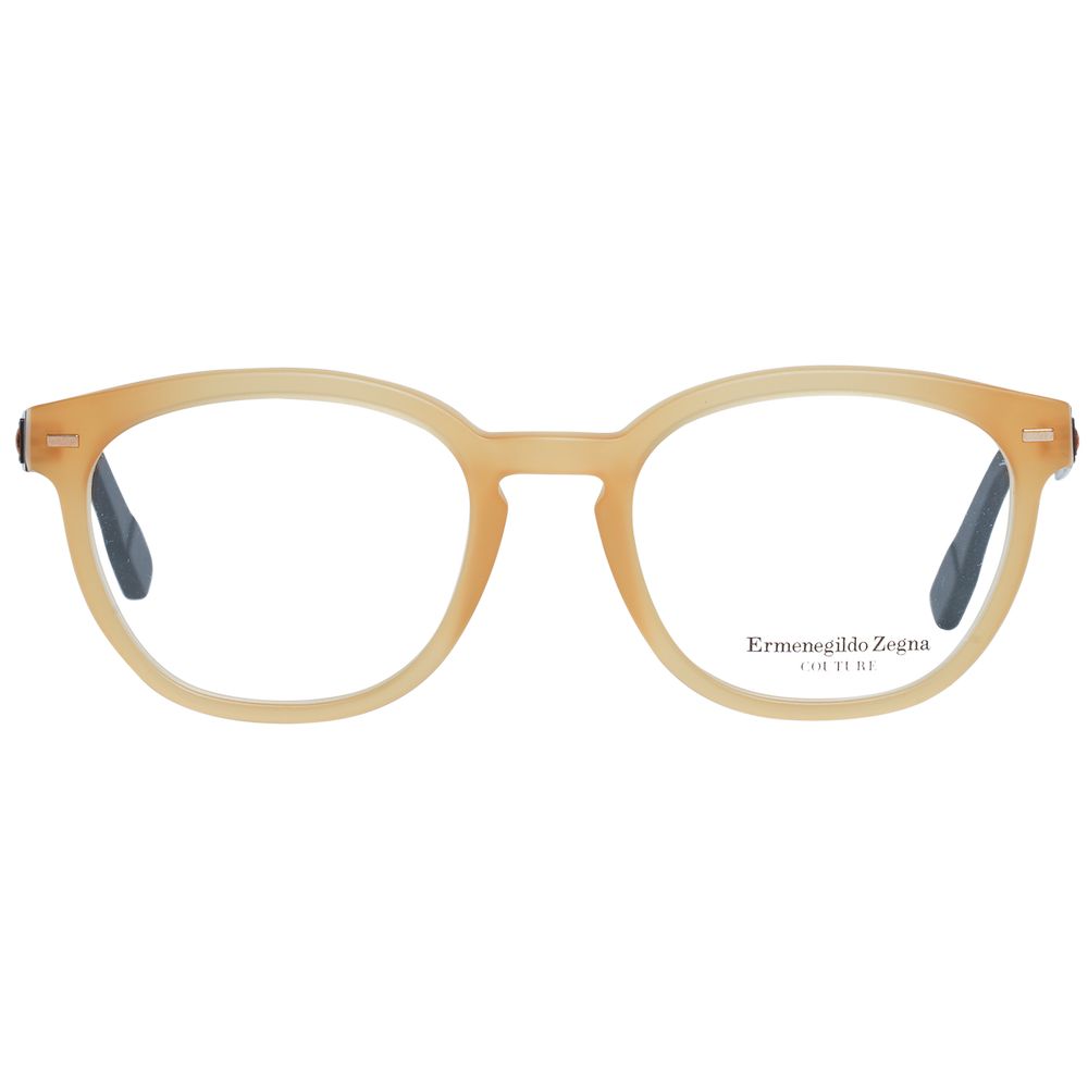 Ermenegildo Zegna honigfarbene Herrenbrille aus Metall und Kunststoff mit rundem Vollrandrahmen