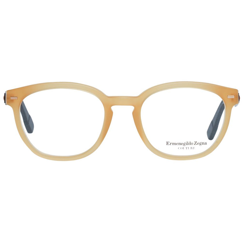 Ermenegildo Zegna honigfarbene Herrenbrille aus Metall und Kunststoff mit rundem Vollrandrahmen