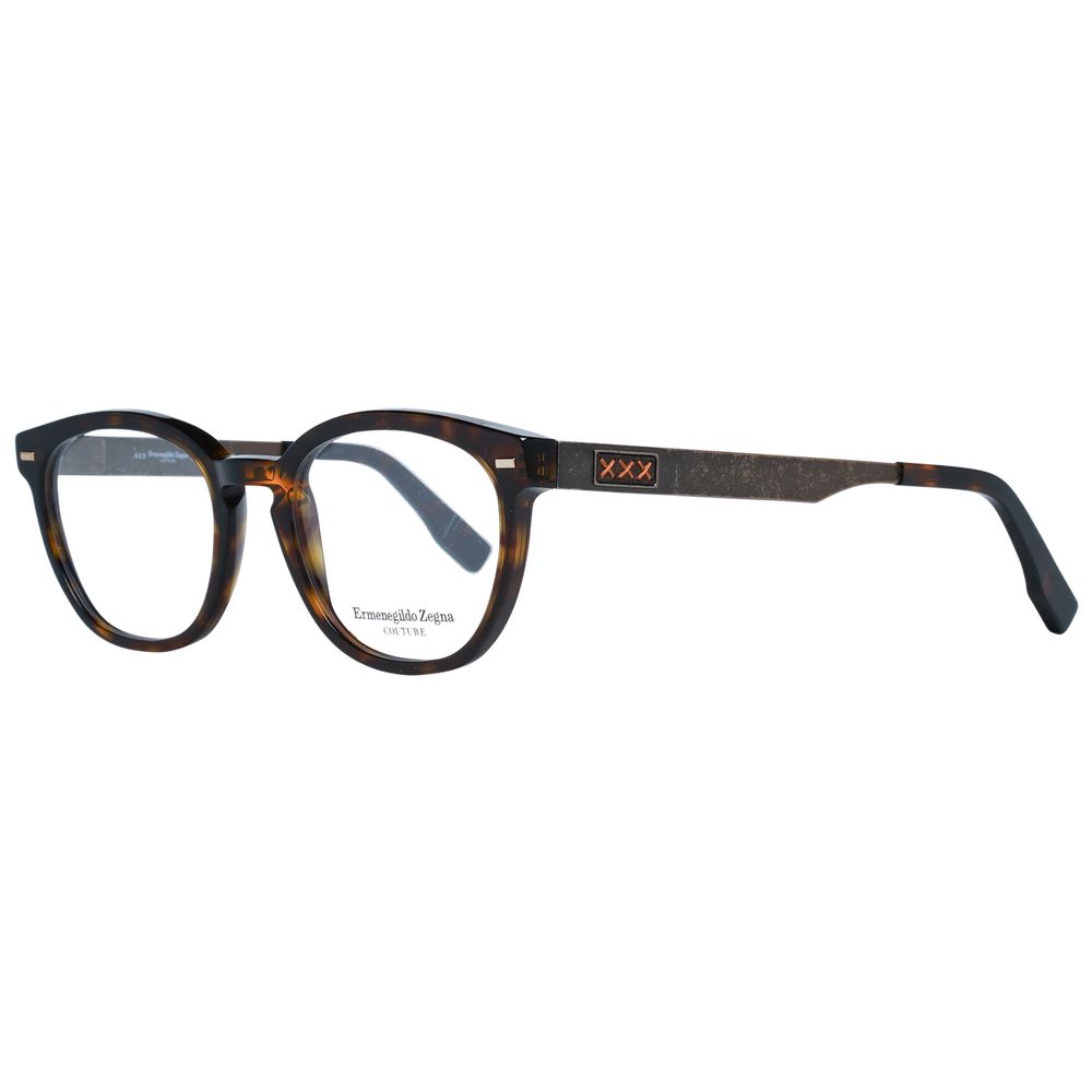 Ermenegildo Zegna Herrenbrille brauner Kunststoff Vollrand rund mit Marken-Etui