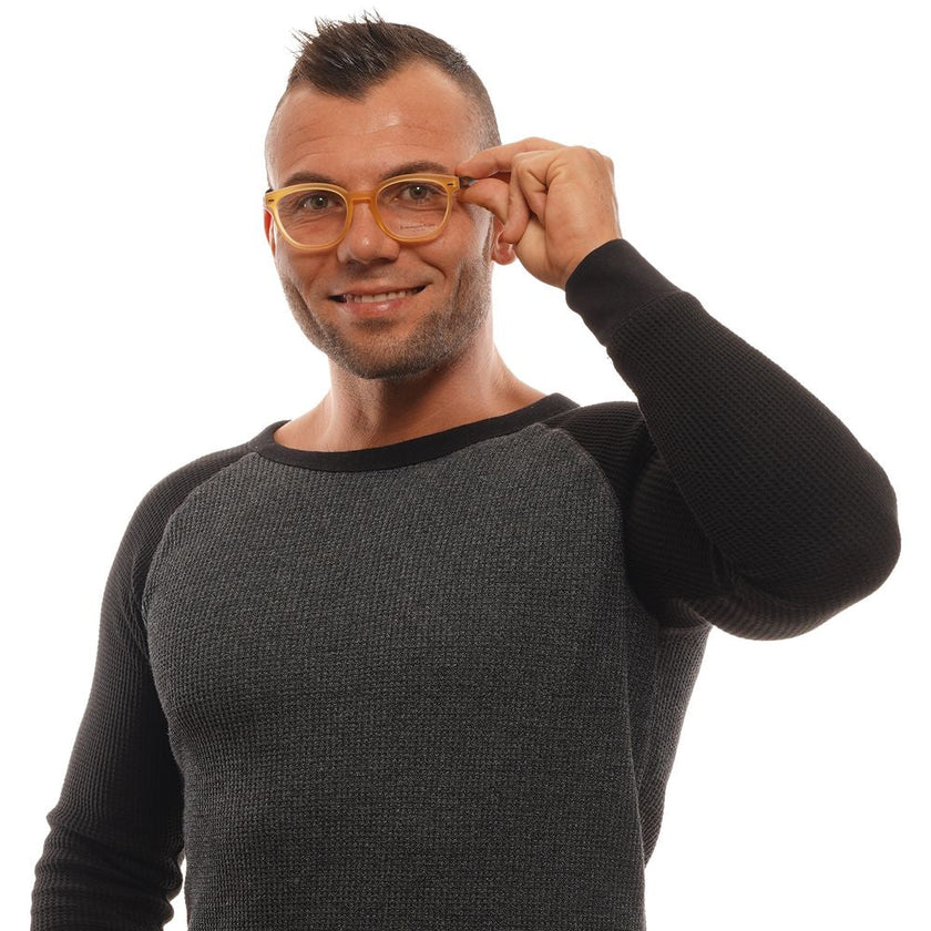Ermenegildo Zegna honigfarbene Herrenbrille aus Metall und Kunststoff mit rundem Vollrandrahmen