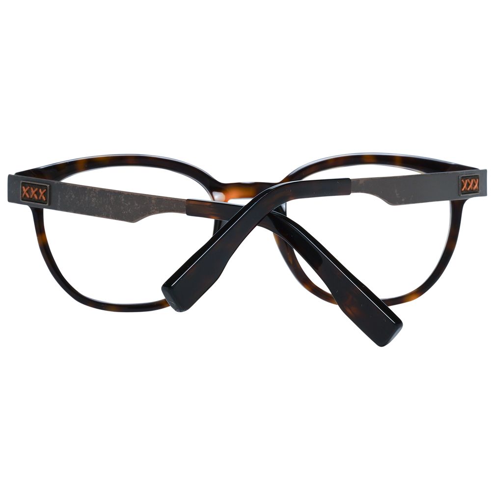 Braune Ermenegildo Zegna Kunststoffbrille für Herren, rund und vollrandig