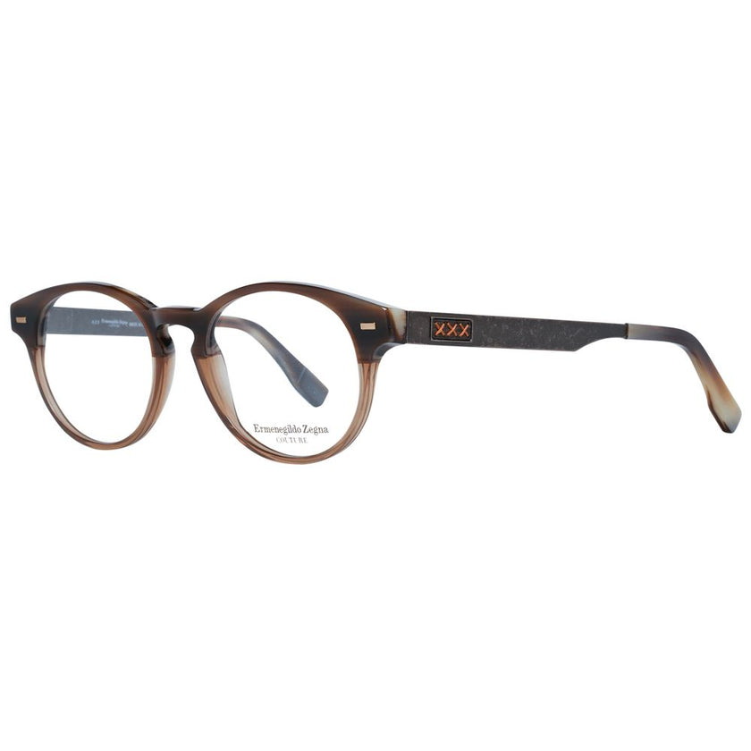 Ermenegildo Zegna Herren braune Kunststoffbrille rund Vollrand ohne Extras mit Marken-Etui