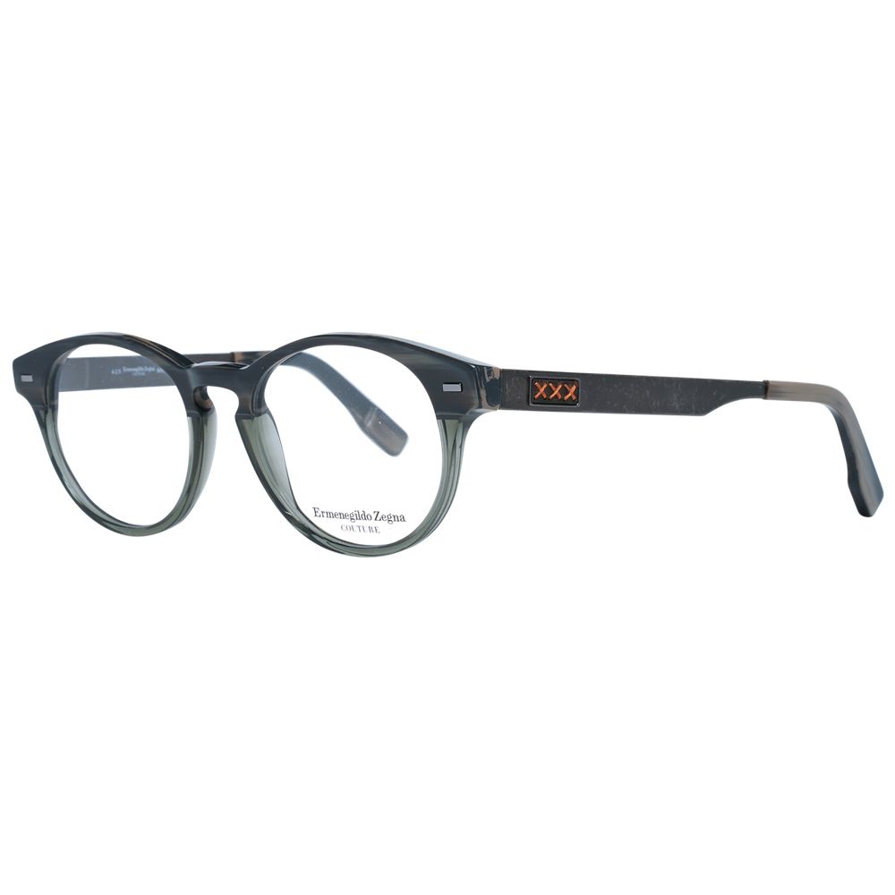 Ermenegildo Zegna graue runde Herren Kunststoffbrille mit Vollrand und Marken-Etui