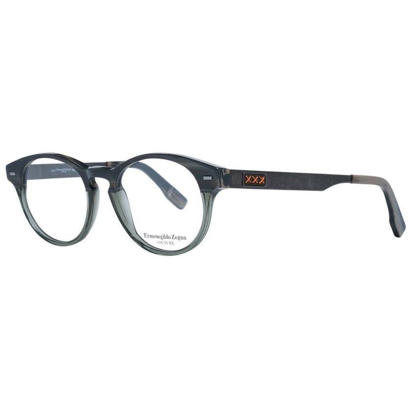 Ermenegildo Zegna graue runde Herren Kunststoffbrille mit Vollrand und Marken-Etui
