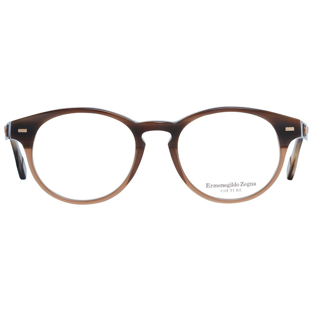 Ermenegildo Zegna Herrenbrille brauner Kunststoff rund ohne Schutz mit Marken-Etui
