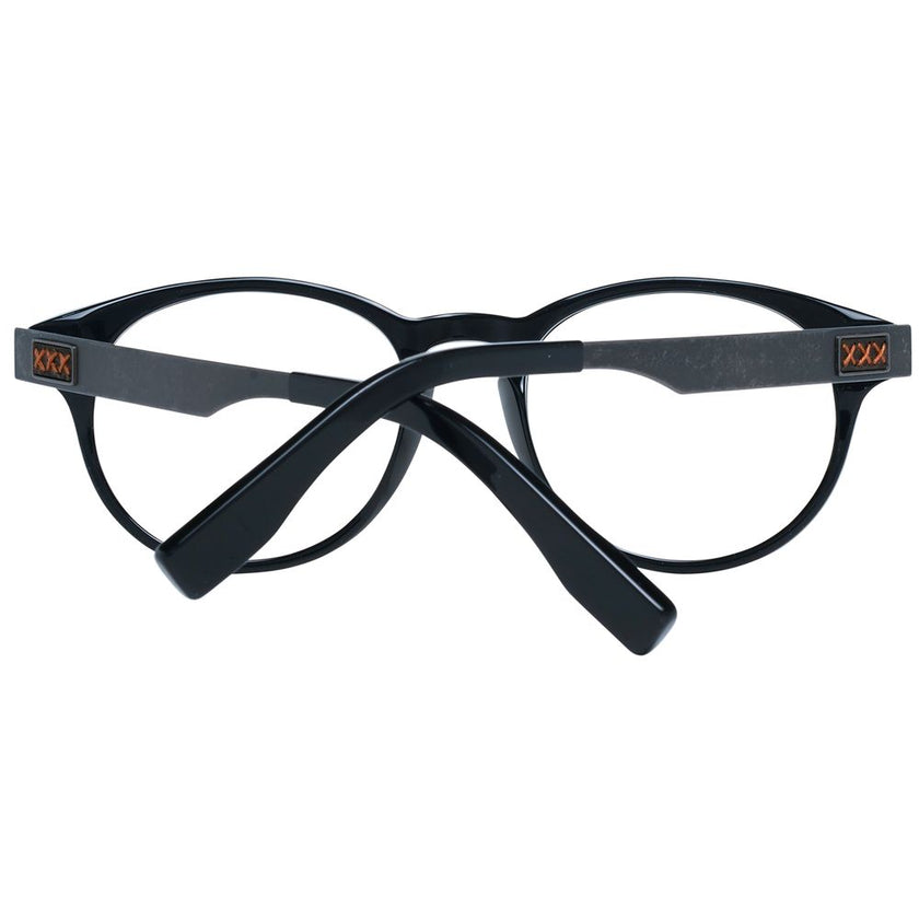 Ermenegildo Zegna schwarze Herren Kunststoffbrille mit rundem Vollrand und Marken-Etui