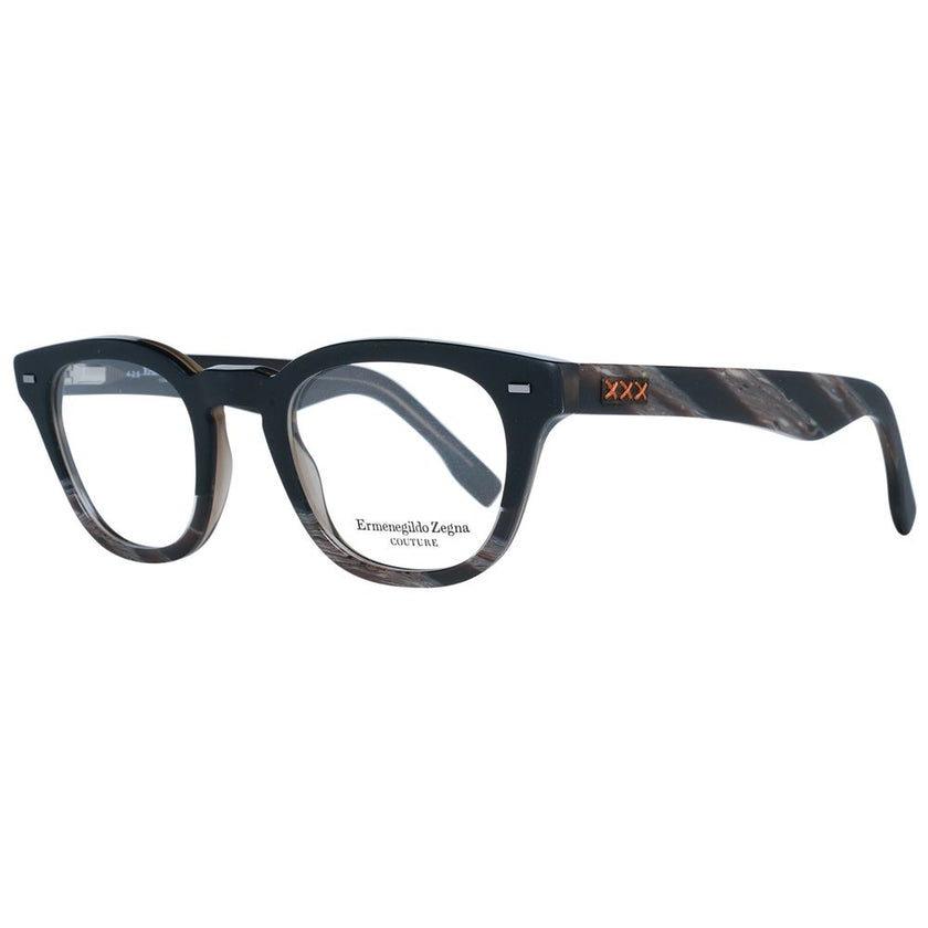 Ermenegildo Zegna schwarze Herren Kunststoffbrille mit trapezförmigem Vollrandrahmen und Federscharnier