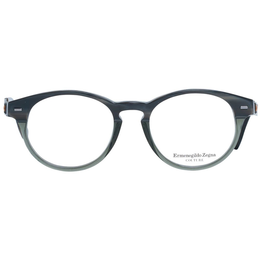 Ermenegildo Zegna graue Herren Kunststoffbrille rund mit Vollrand und Marken-Etui