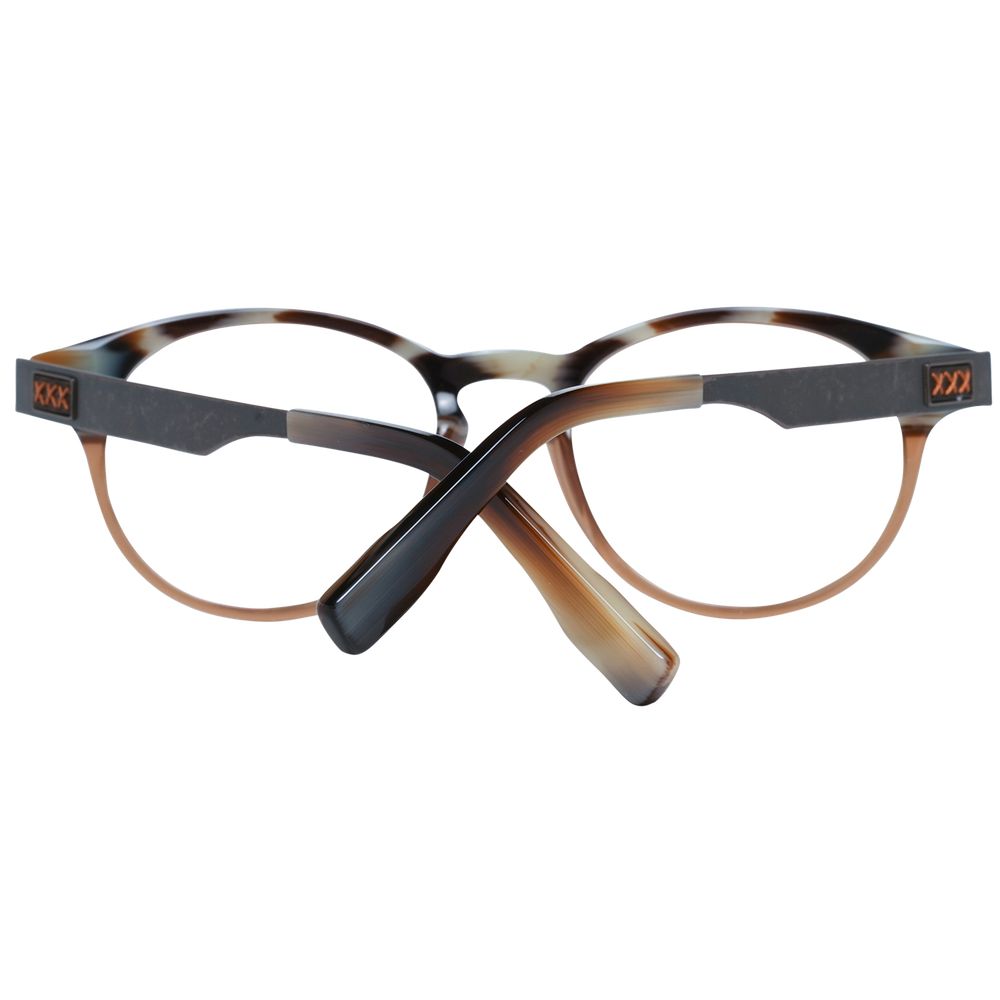 Ermenegildo Zegna Herren braune Kunststoffbrille rund mit Vollrand und Marken-Etui
