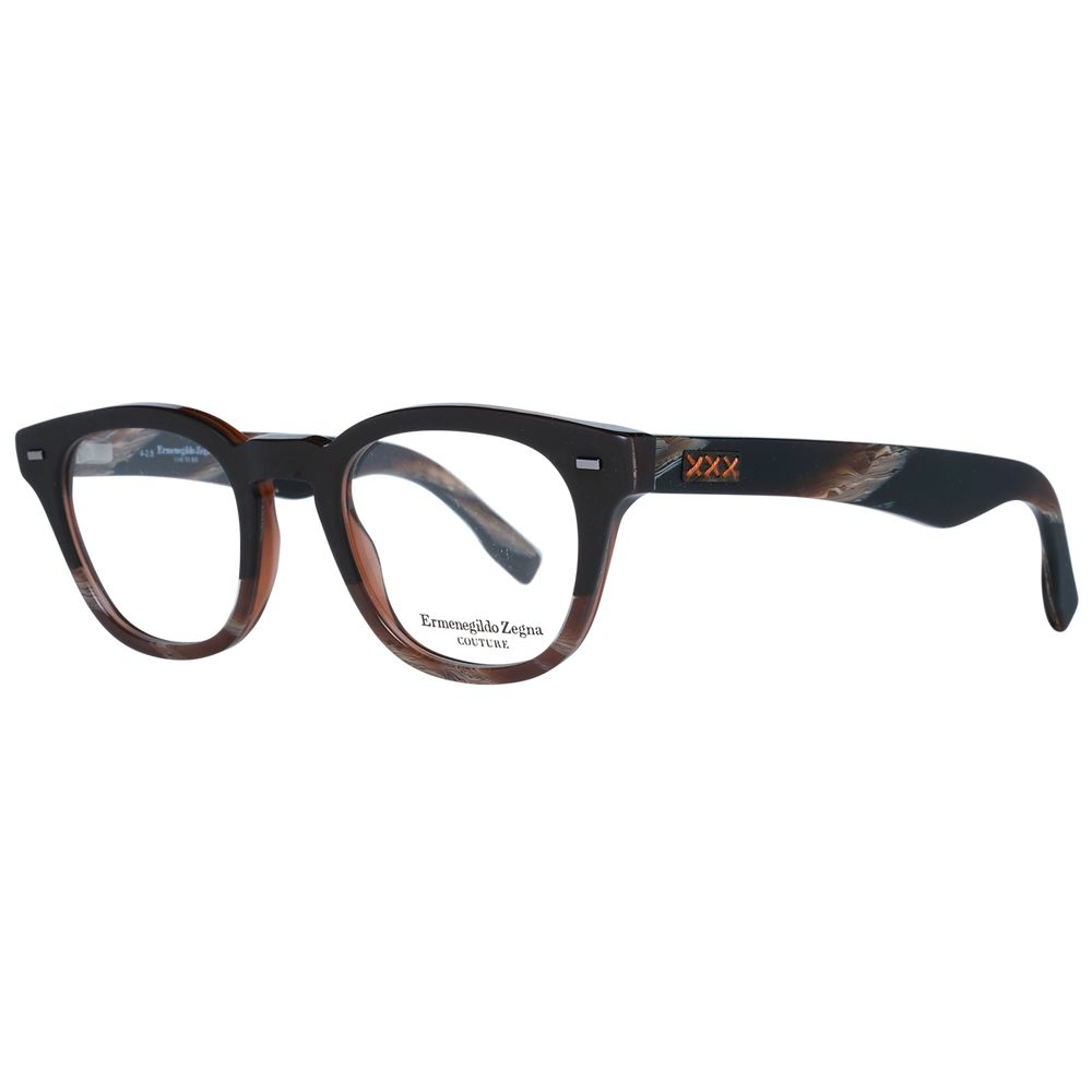 Ermenegildo Zegna braune Kunststoffbrille Herren Vollrand trapezförmiger Rahmen mit Federscharnier und Marken-Etui