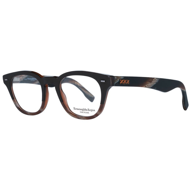 Ermenegildo Zegna braune Kunststoffbrille Herren Vollrand trapezförmiger Rahmen mit Federscharnier und Marken-Etui