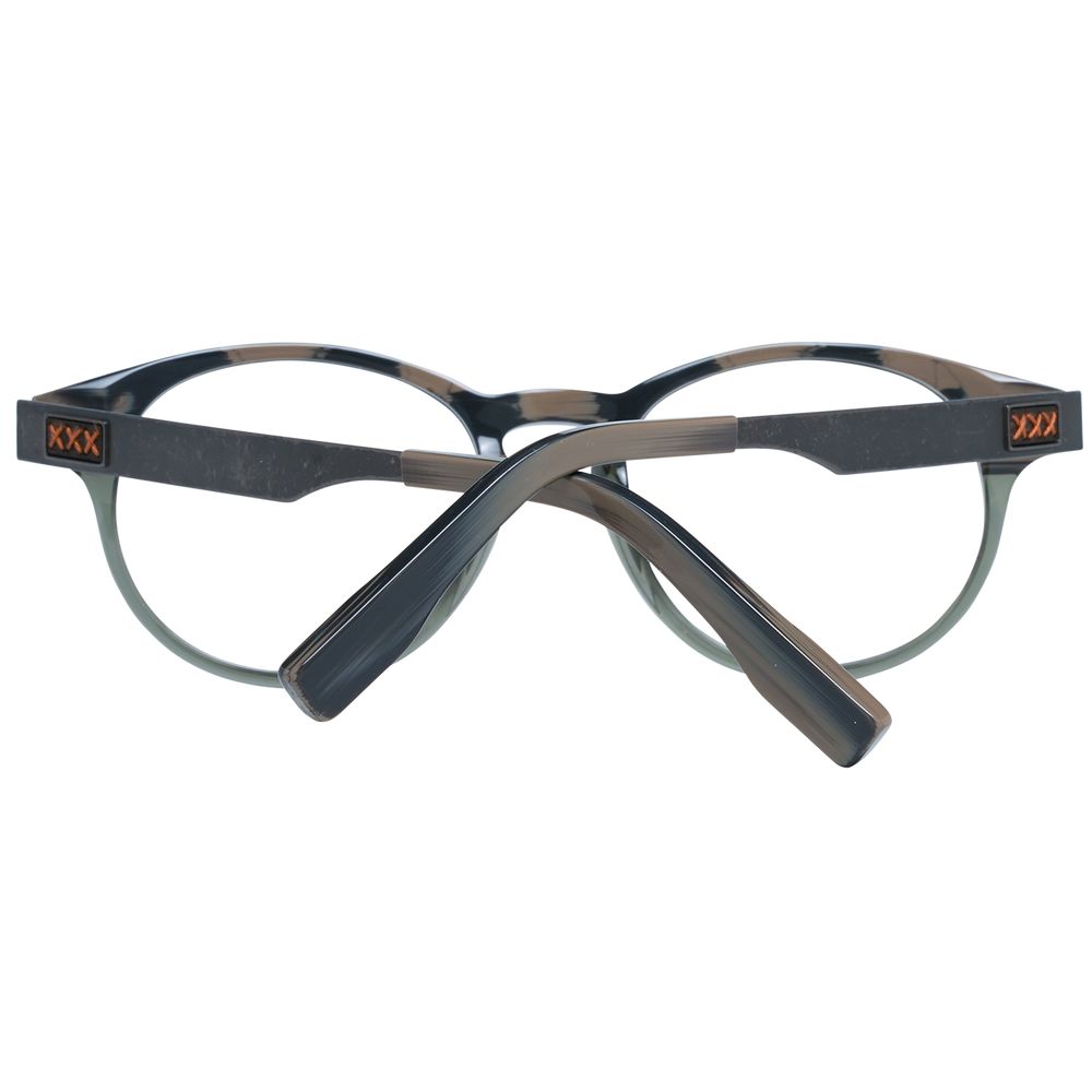 Ermenegildo Zegna graue Herren Kunststoffbrille rund mit Vollrand und Marken-Etui