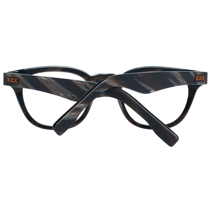 Ermenegildo Zegna Herren schwarze Kunststoffbrille mit trapezförmigem Vollrandrahmen und Federscharnier