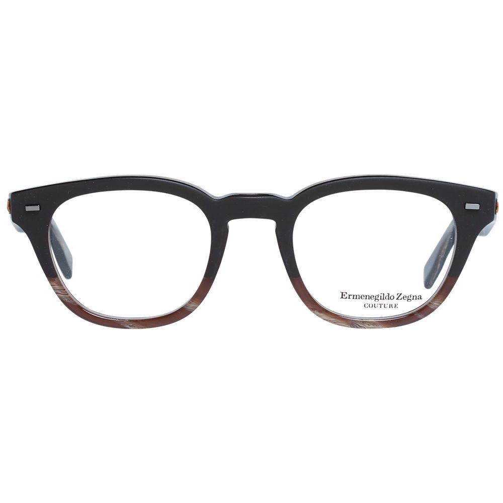 Ermenegildo Zegna braune Herren Kunststoffbrille mit Trapez-Vollrandrahmen und Federscharnier
