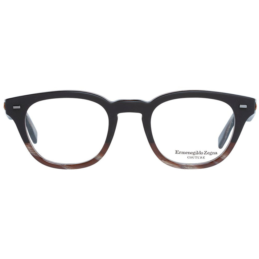 Ermenegildo Zegna braune Herren Kunststoffbrille mit Trapez-Vollrandrahmen und Federscharnier