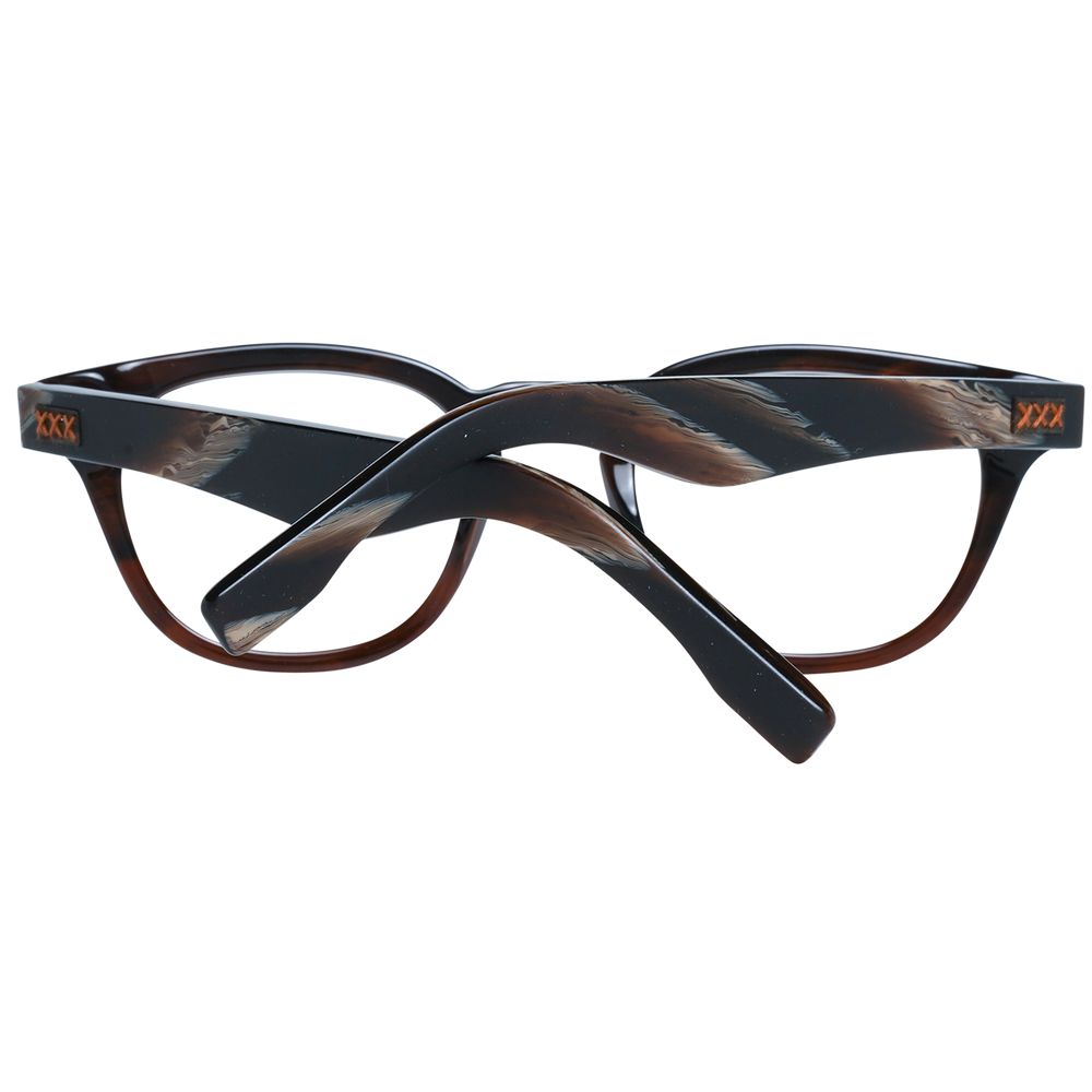 Ermenegildo Zegna Herren braune Kunststoffbrille trapezförmig mit Vollrand und Federscharnier