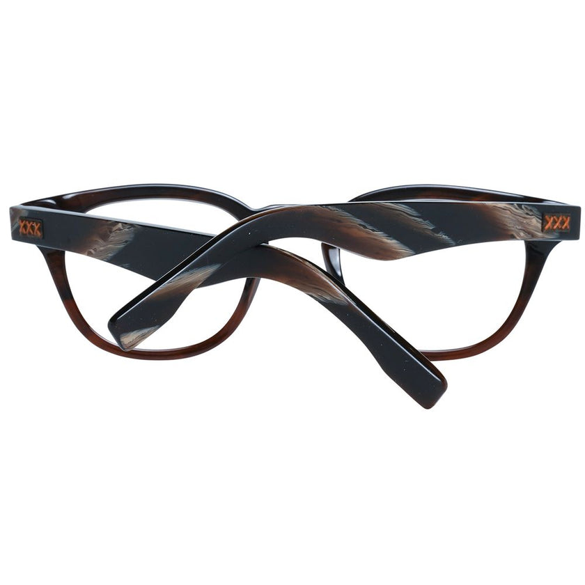 Ermenegildo Zegna Herren braune Kunststoffbrille trapezförmig mit Vollrand und Federscharnier
