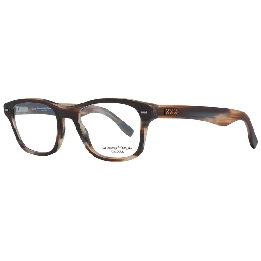 Ermenegildo Zegna Herren braune Kunststoffbrille trapezförmig Vollrand mit Federscharnier und Marken-Etui