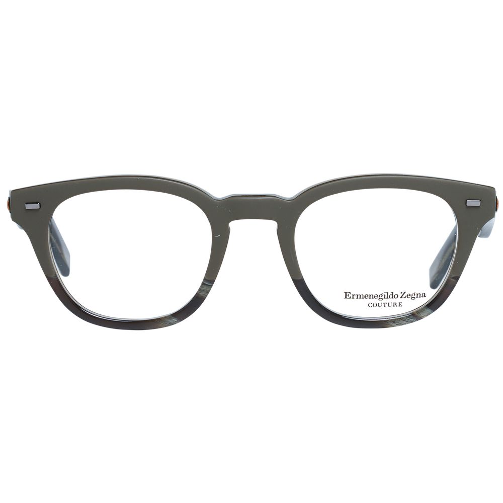 Ermenegildo Zegna Herren olivgrüne Kunststoffbrille rund mit Vollrand und Federscharnier