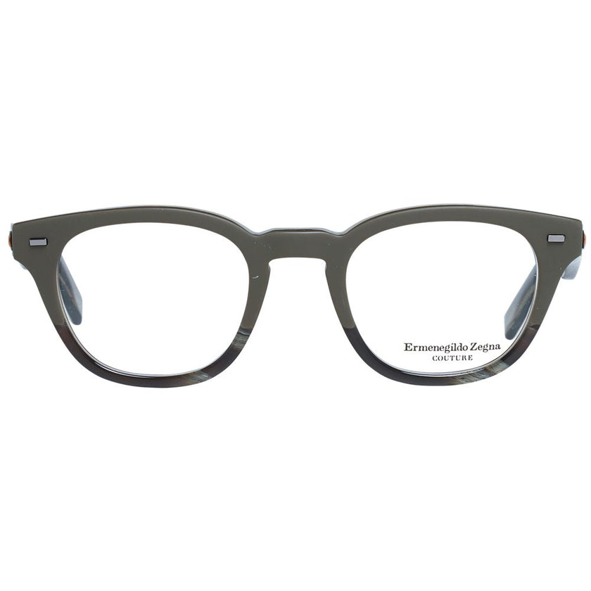 Ermenegildo Zegna Herren olivgrüne Kunststoffbrille rund mit Vollrand und Federscharnier