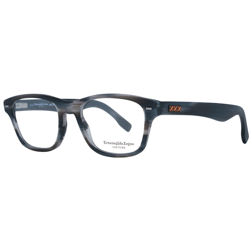Ermenegildo Zegna Herren Kunststoffbrille grau trapezförmig mit Federscharnier und Marken-Etui