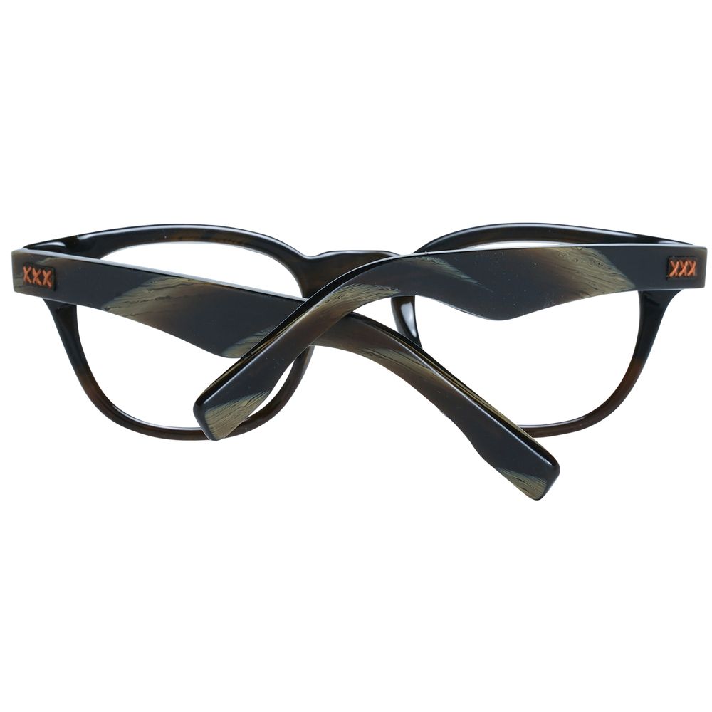 Ermenegildo Zegna olivgrüne vollrand Kunststoffbrille Herren mit rundem Rahmen und Federscharnier