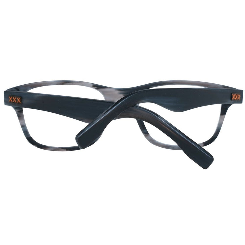Ermenegildo Zegna graue Herren-Kunststoffbrille mit trapezförmigem Vollrand und Marken-Etui