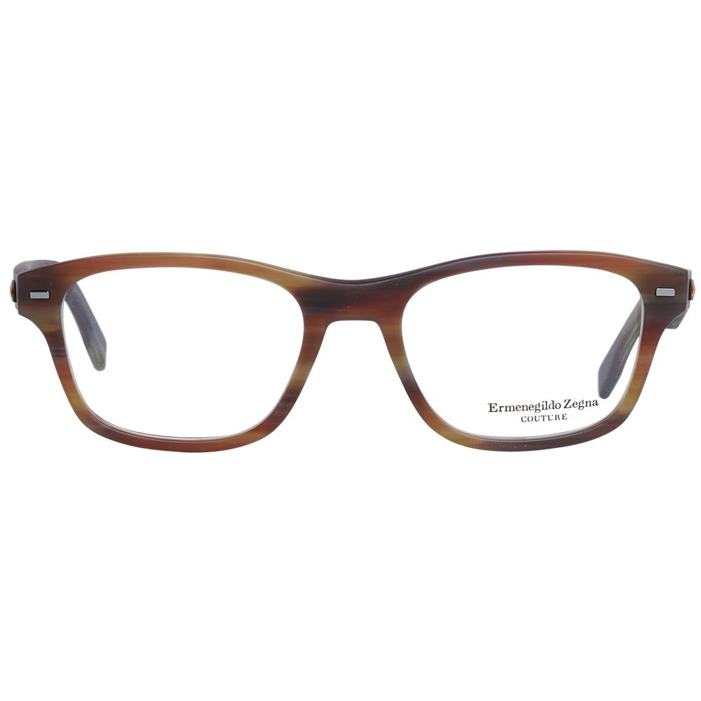 Ermenegildo Zegna braune Herren Kunststoffbrille mit rechteckigem Vollrand und Marken-Etui