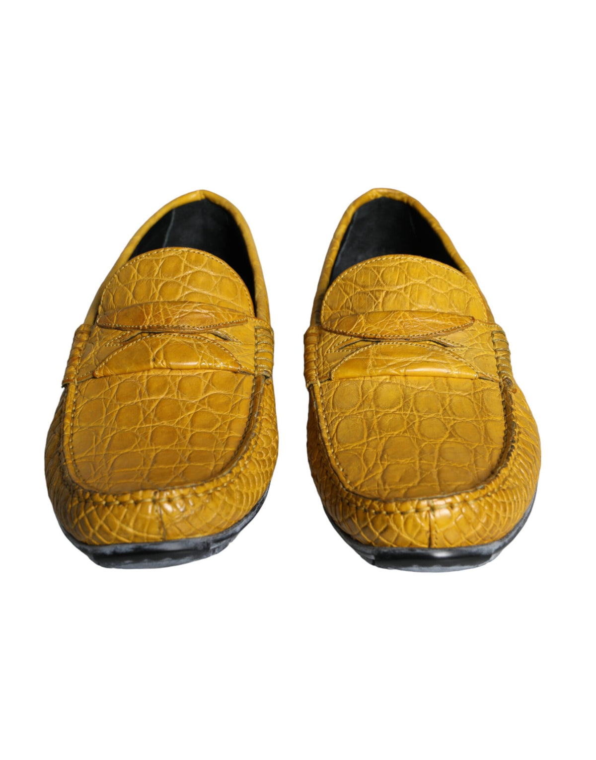 Dolce & Gabbana Yellow Leather Slip Moccasin Loafers Shoes