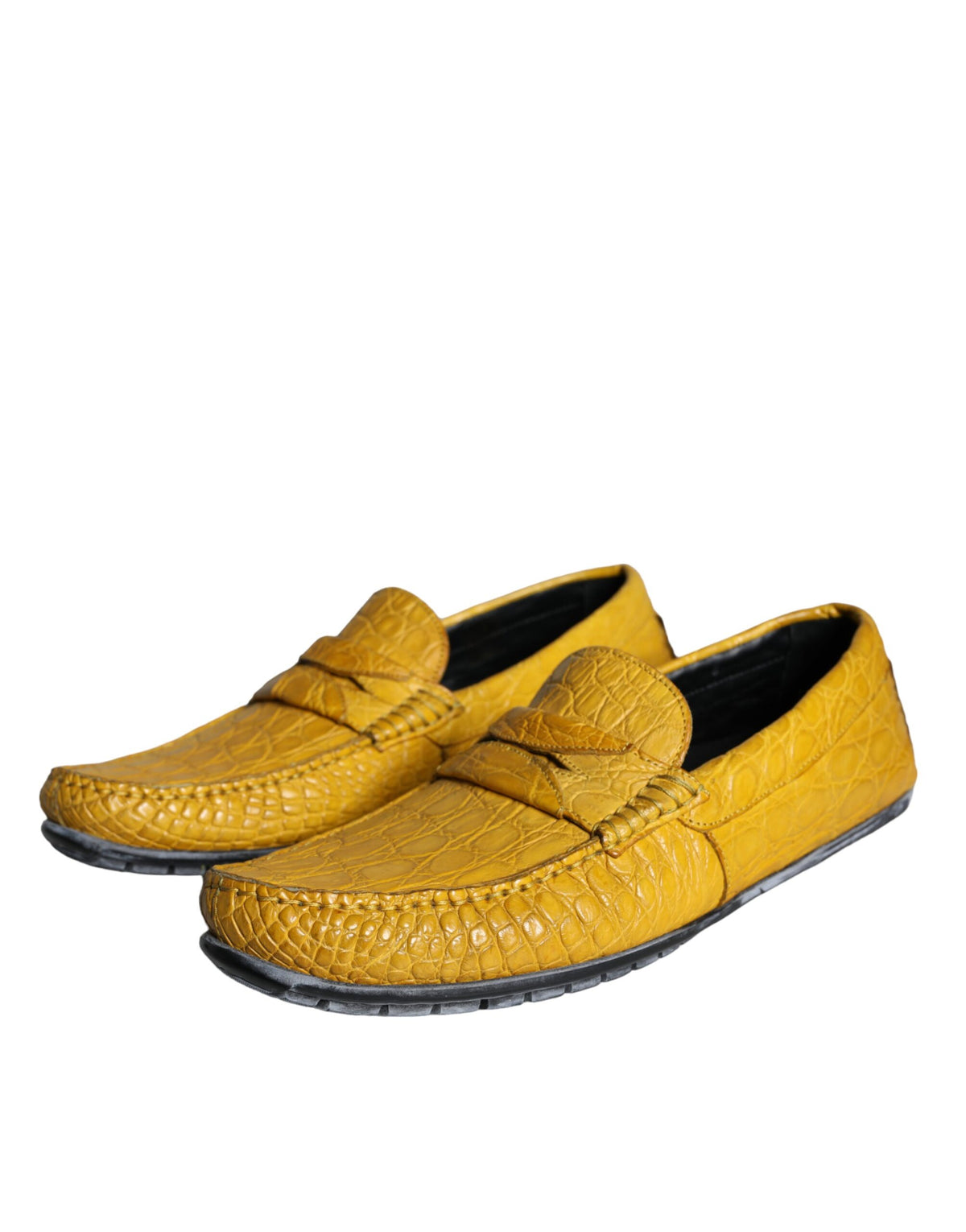Dolce & Gabbana Yellow Leather Slip Moccasin Loafers Shoes