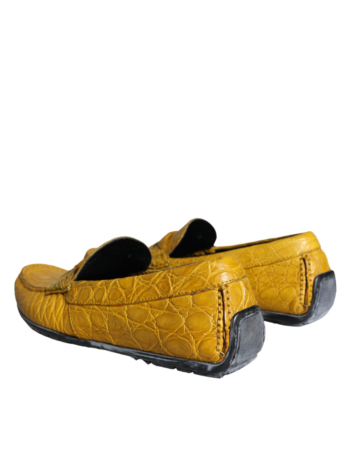 Dolce & Gabbana Yellow Leather Slip Moccasin Loafers Shoes