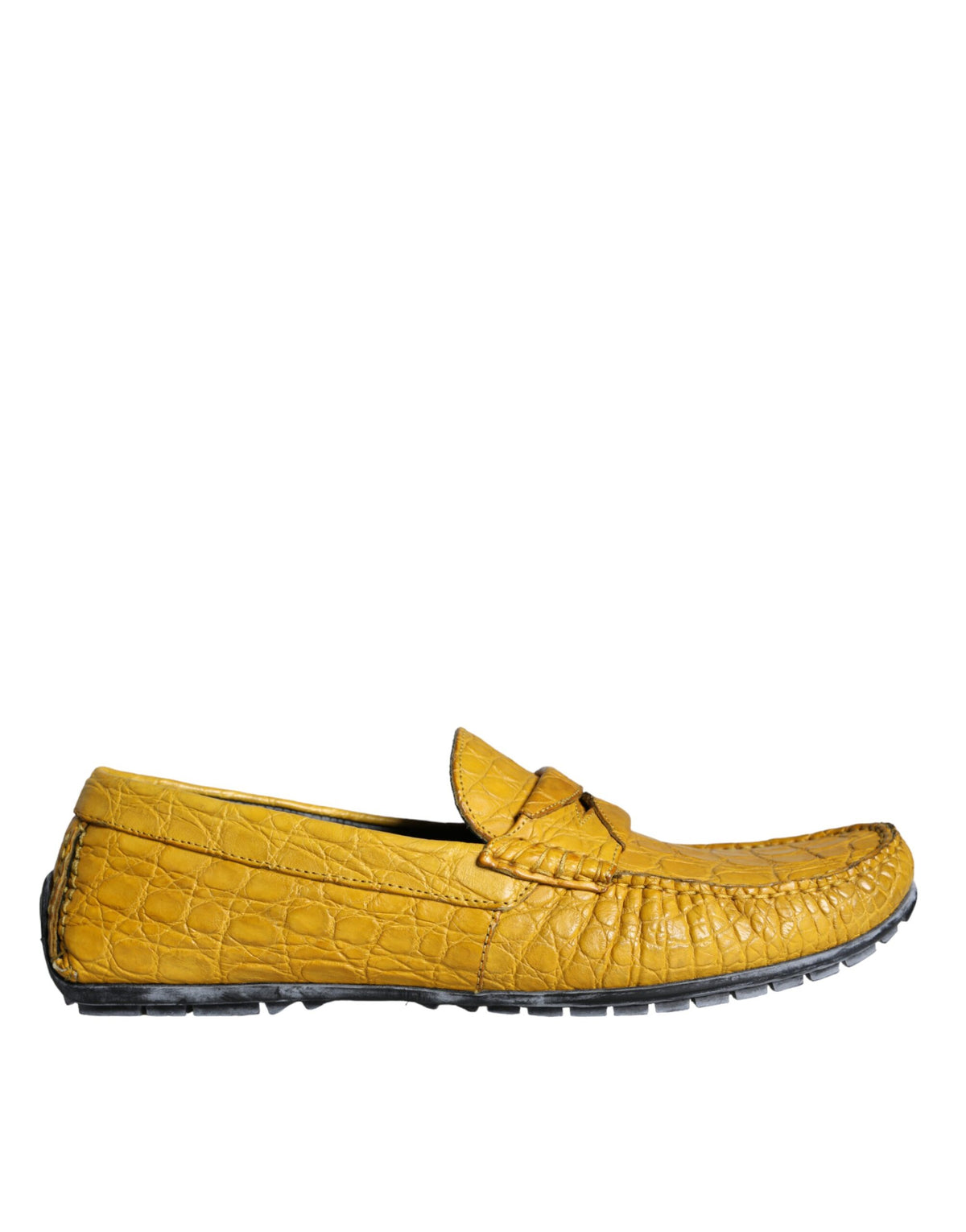 Dolce & Gabbana Yellow Leather Slip Moccasin Loafers Shoes