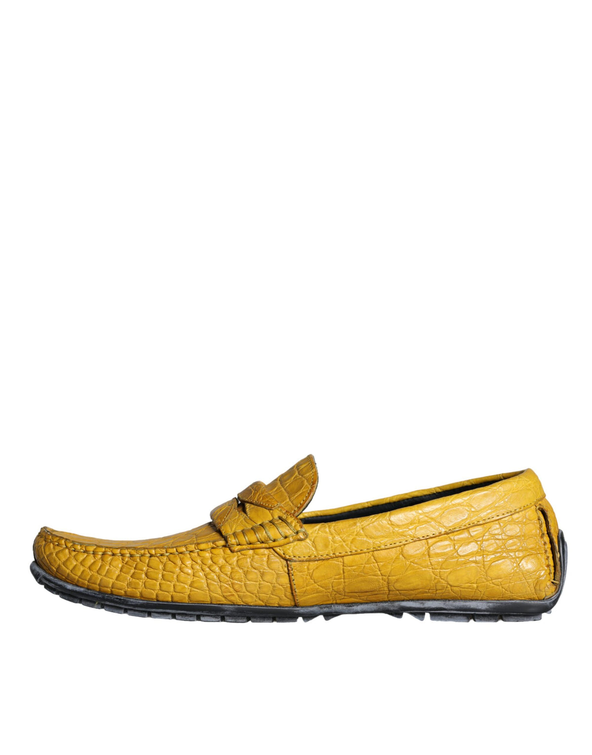 Dolce & Gabbana Yellow Leather Slip Moccasin Loafers Shoes