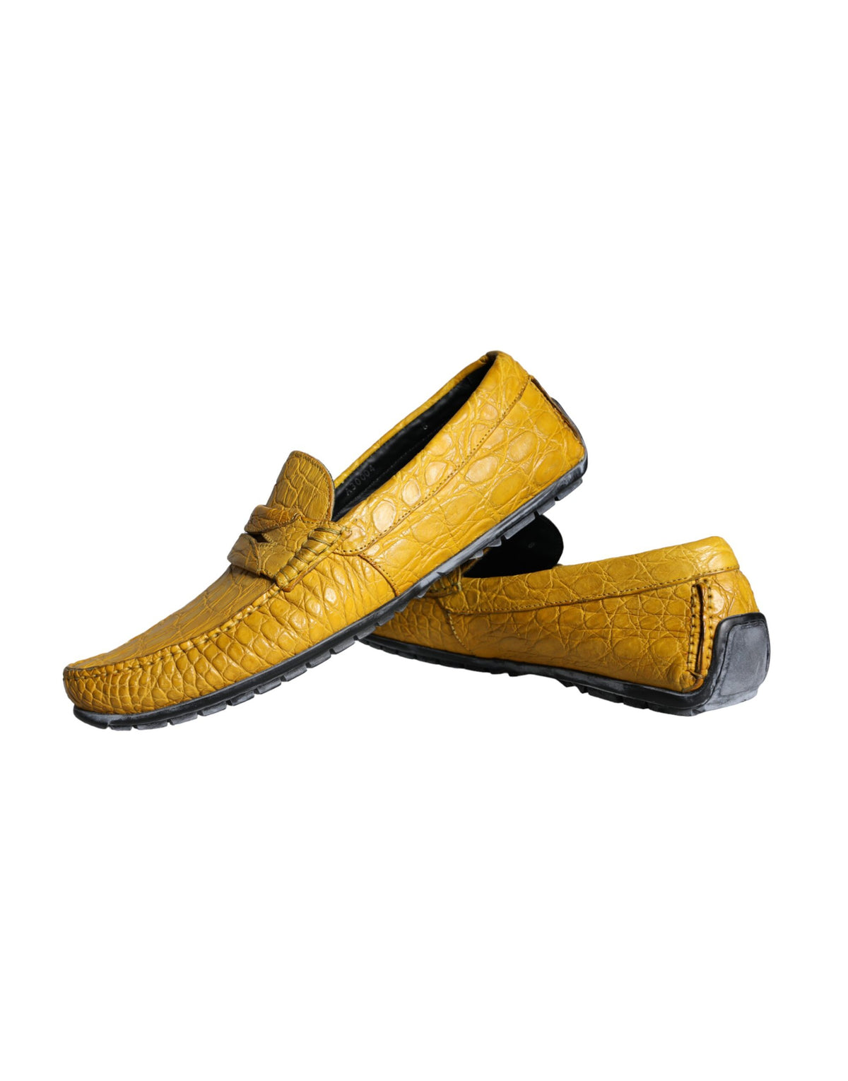 Dolce & Gabbana Yellow Leather Slip Moccasin Loafers Shoes