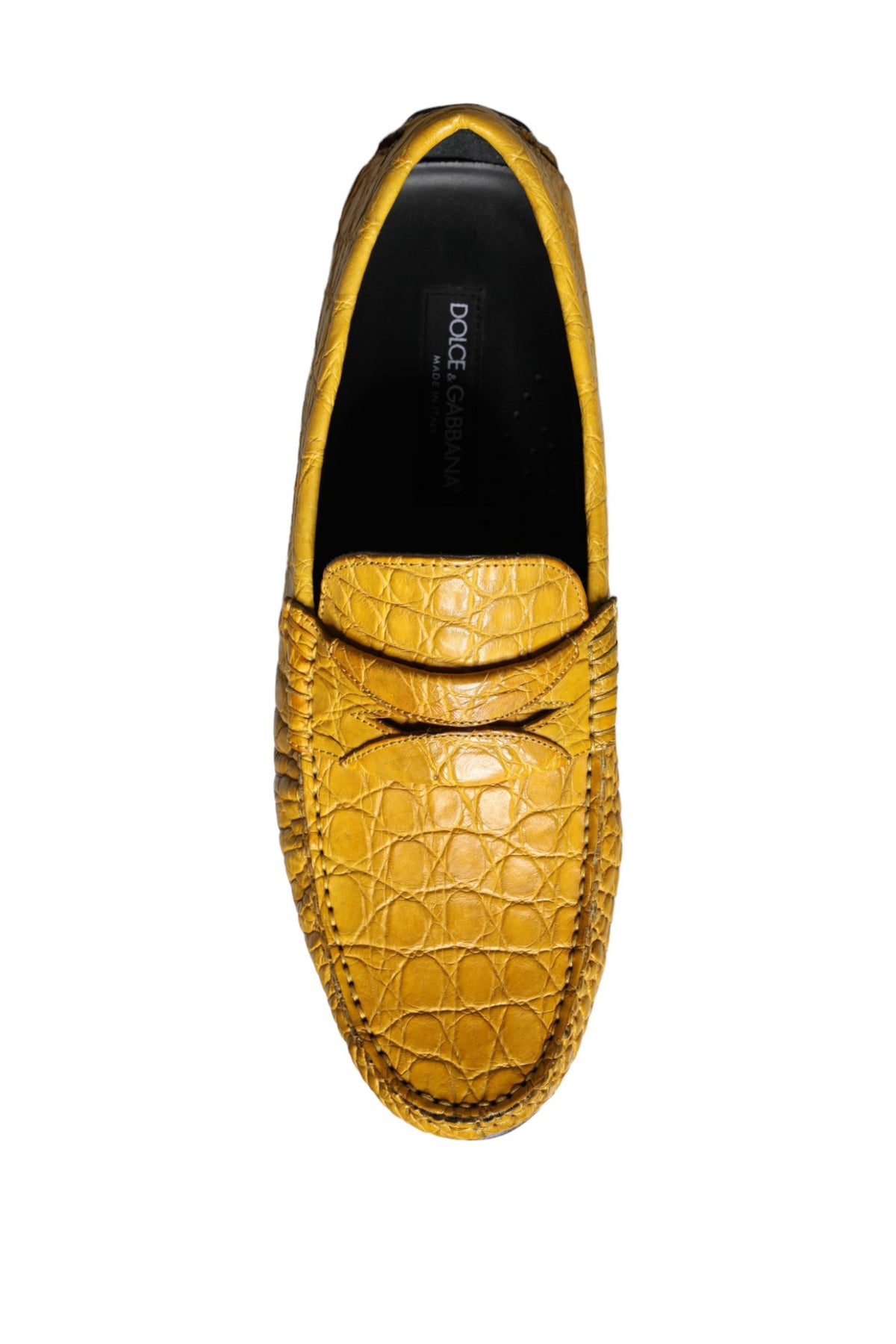 Dolce & Gabbana Yellow Leather Slip Moccasin Loafers Shoes