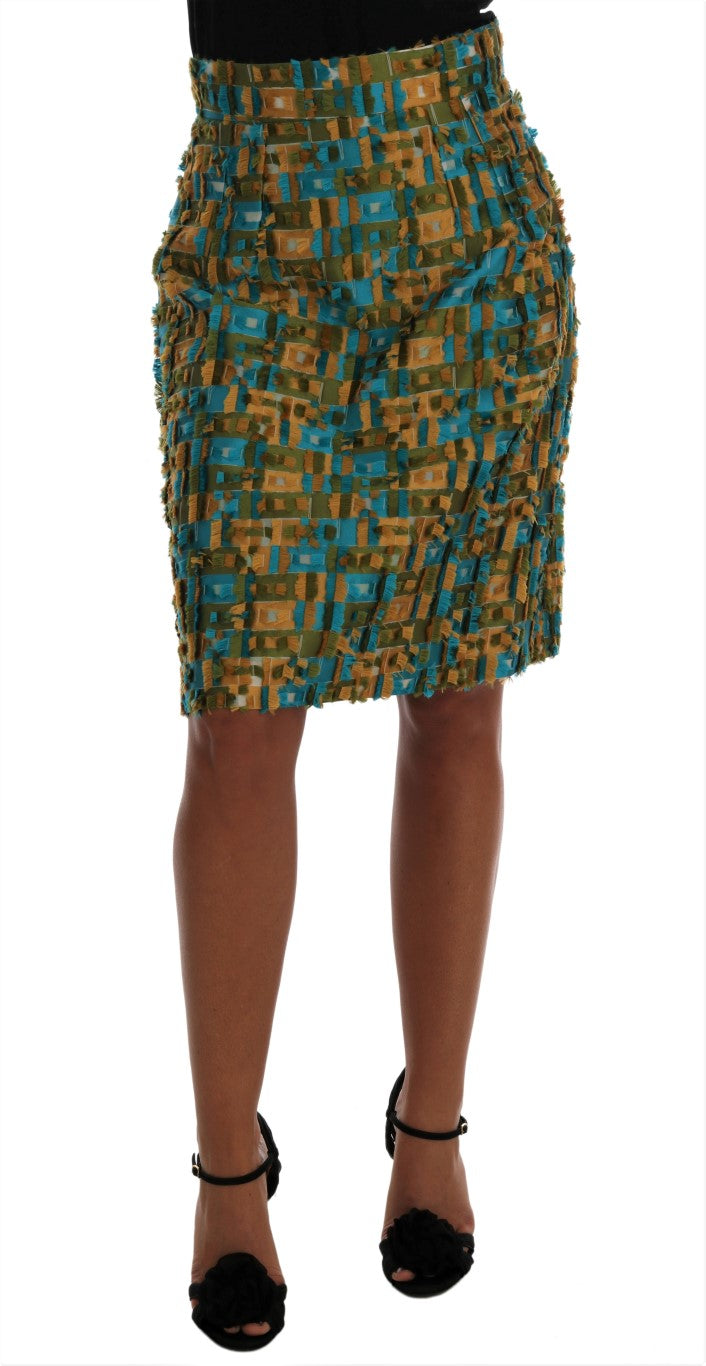 Dolce & Gabbana Multicolored Straight Jacquard Pencil Skirt